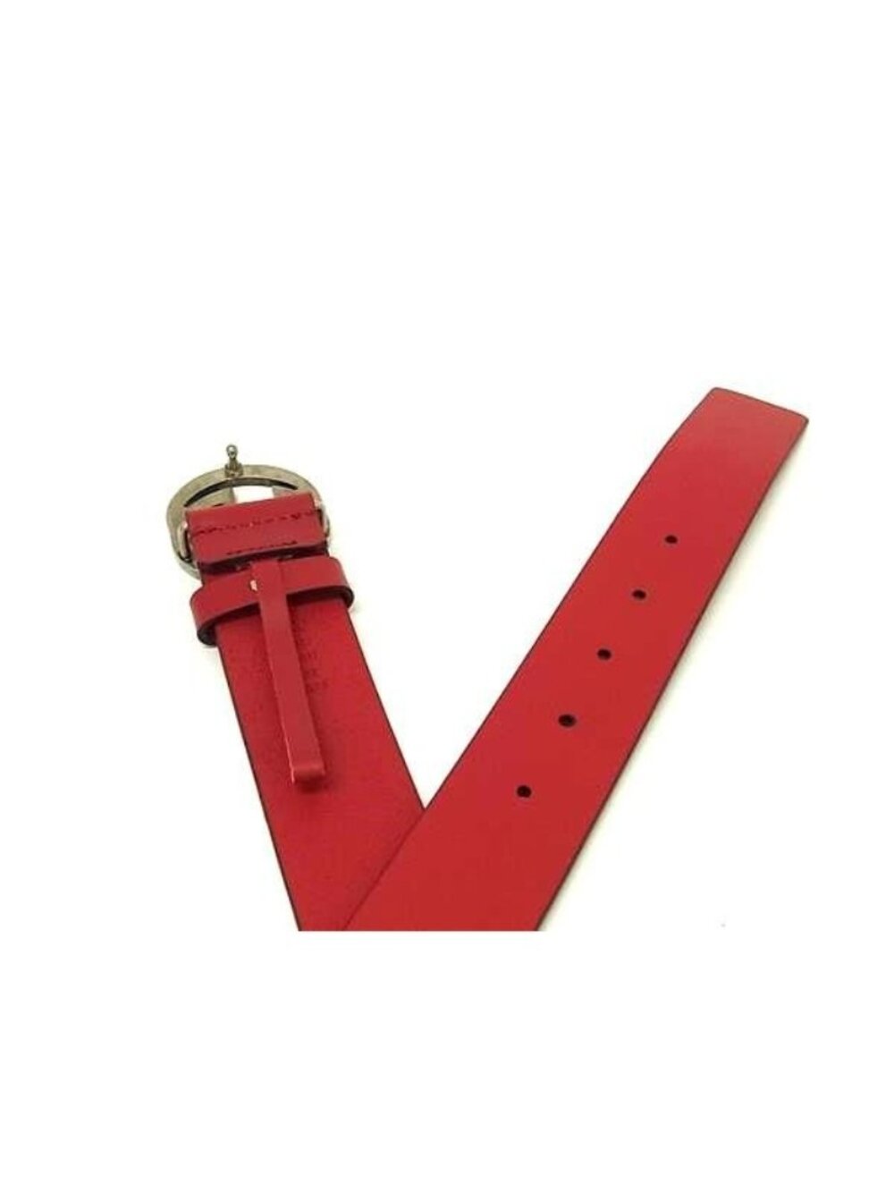Gucci Interlocking Leather Silver Belt Red - Picture 3 of 4